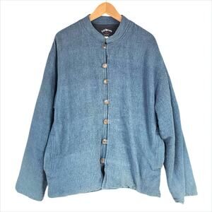 LOST HORIZONS Blue 100% Cotton Jacket Size XL Fully Lined Made in Nepal